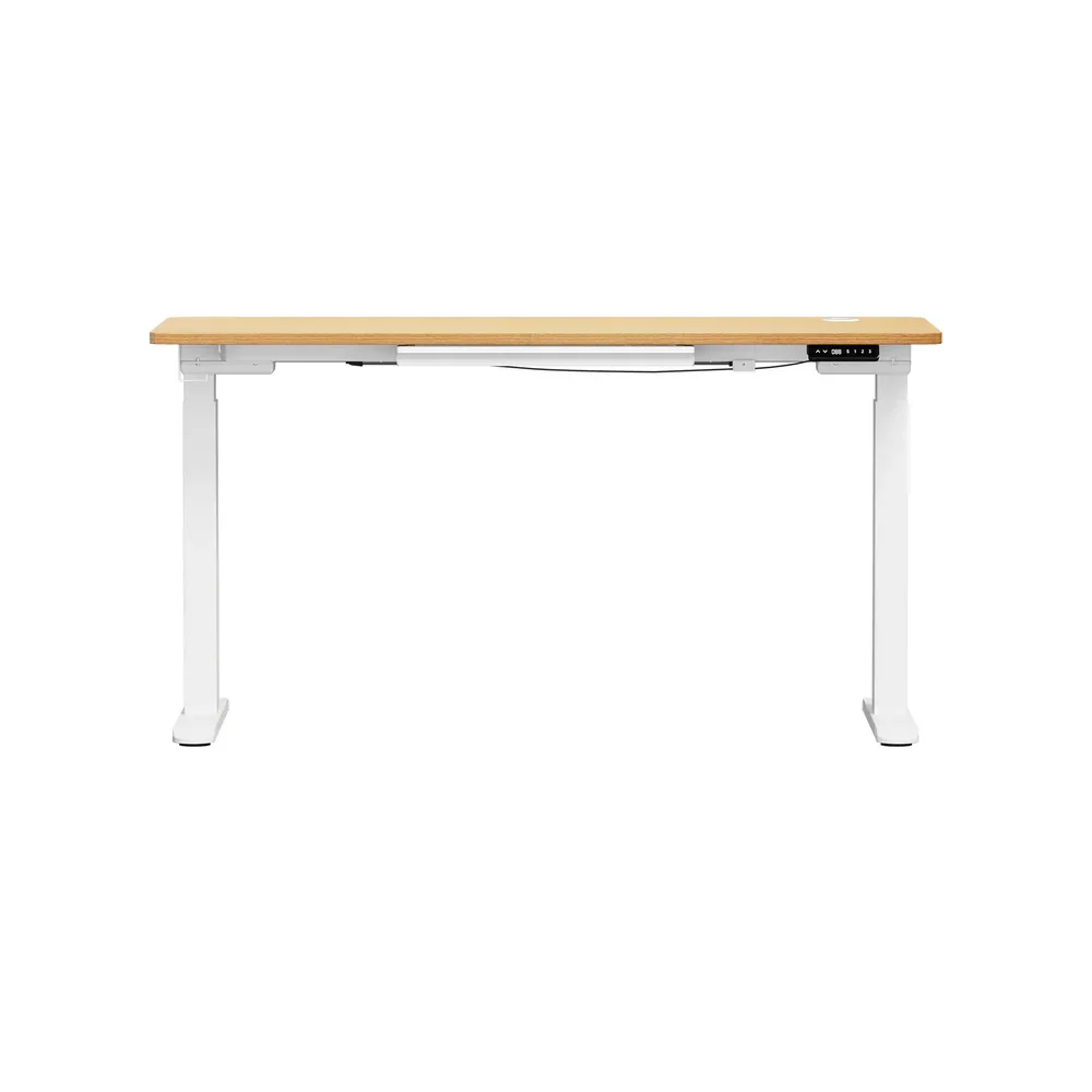 150cm Electric Standing Desk with Drawer Adjustable White Oak - Image 3
