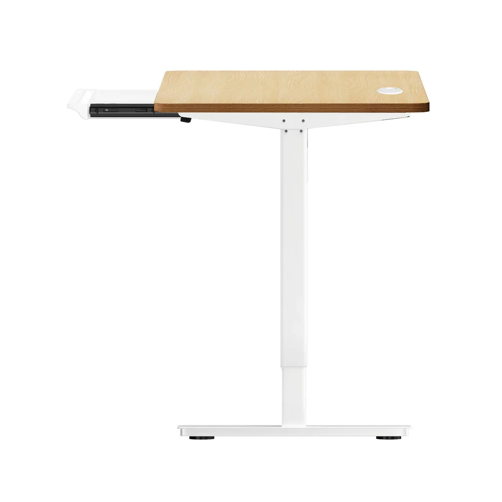 150cm Electric Standing Desk with Drawer Adjustable White & Oak - Image 4
