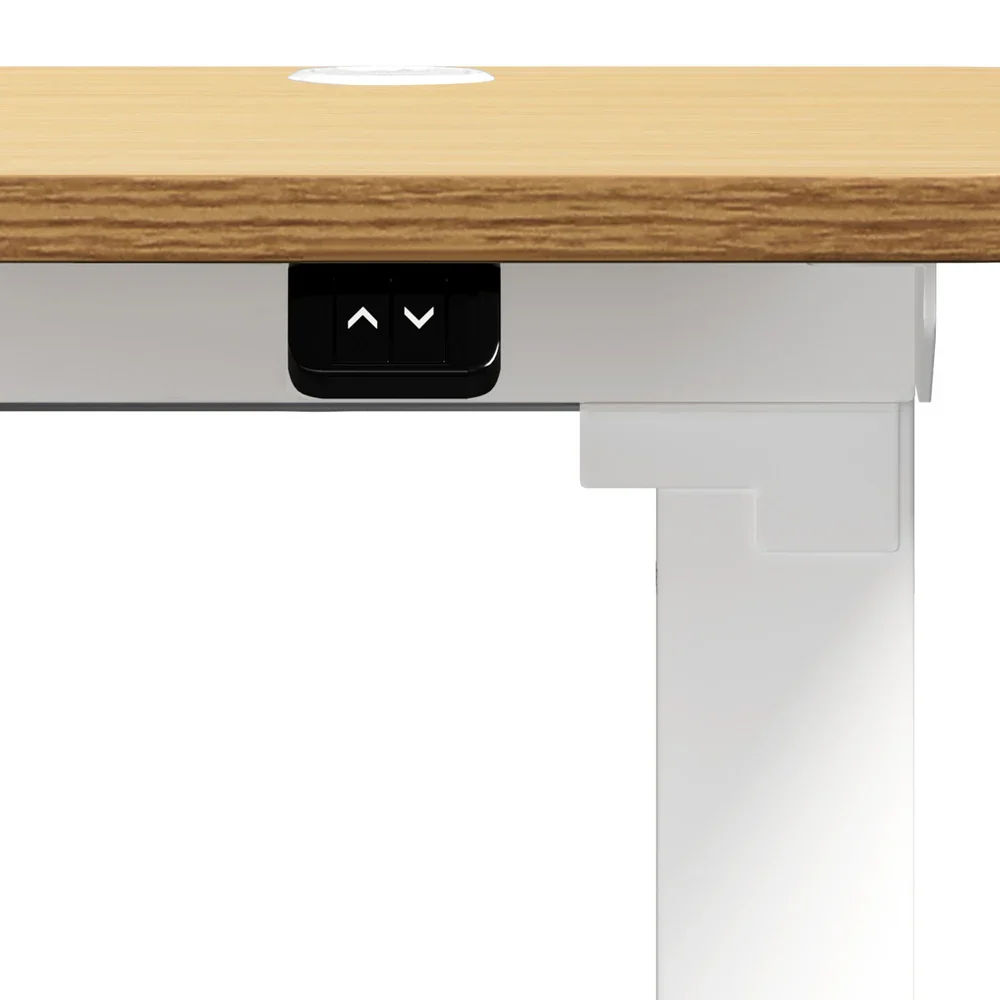 150cm Electric Standing Desk with Drawer Adjustable White & Oak - Image 5