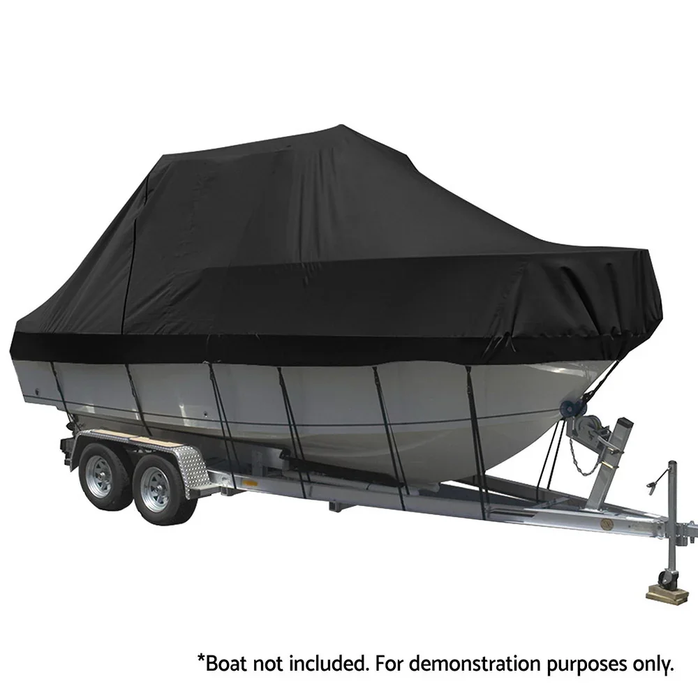 Boat Cover 19-21ft Trailerable Jumbo Marine Grade Heavy Duty Black - Image 2