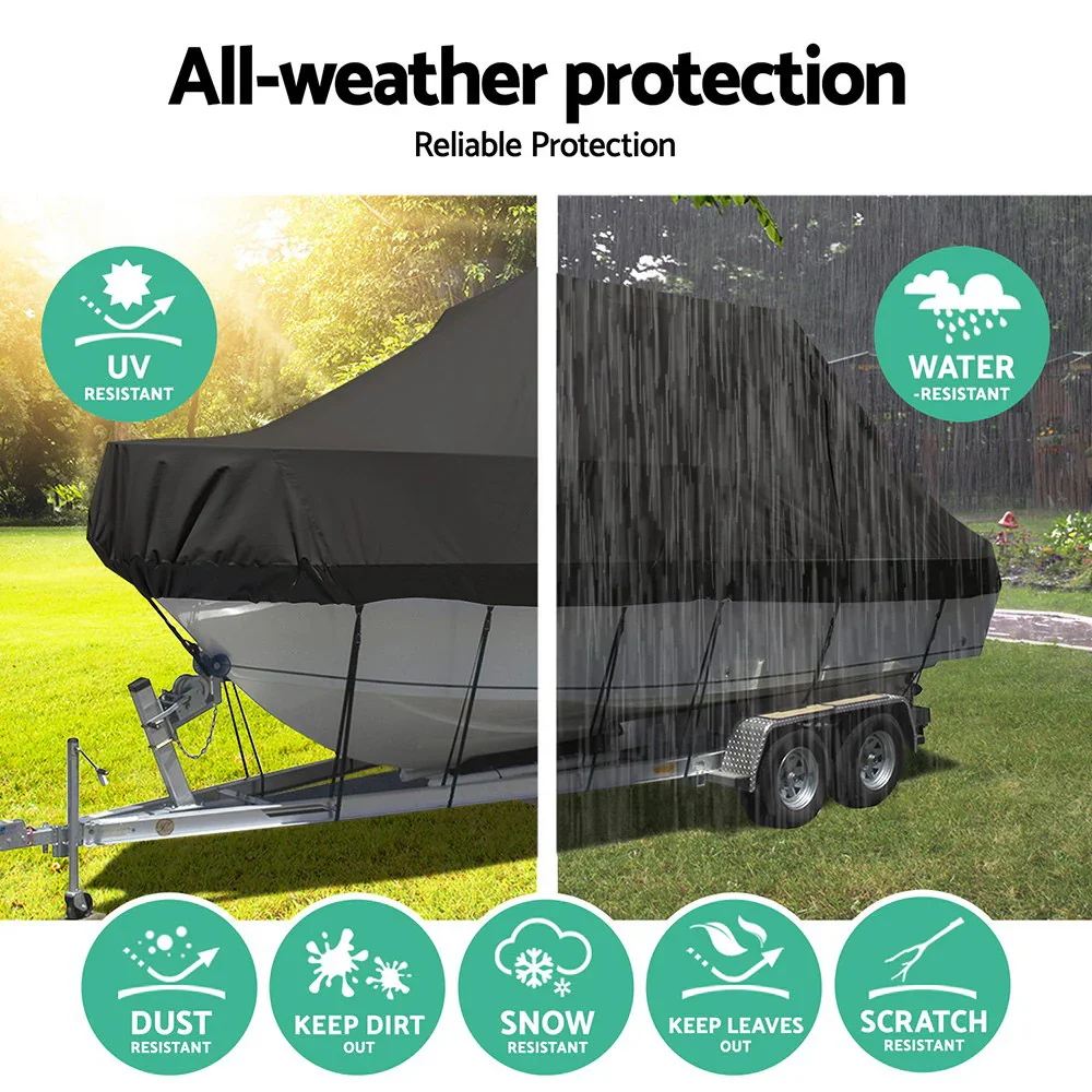 Boat Cover 25-27ft Trailerable Jumbo Marine 600D Heavy Duty Black - Image 4