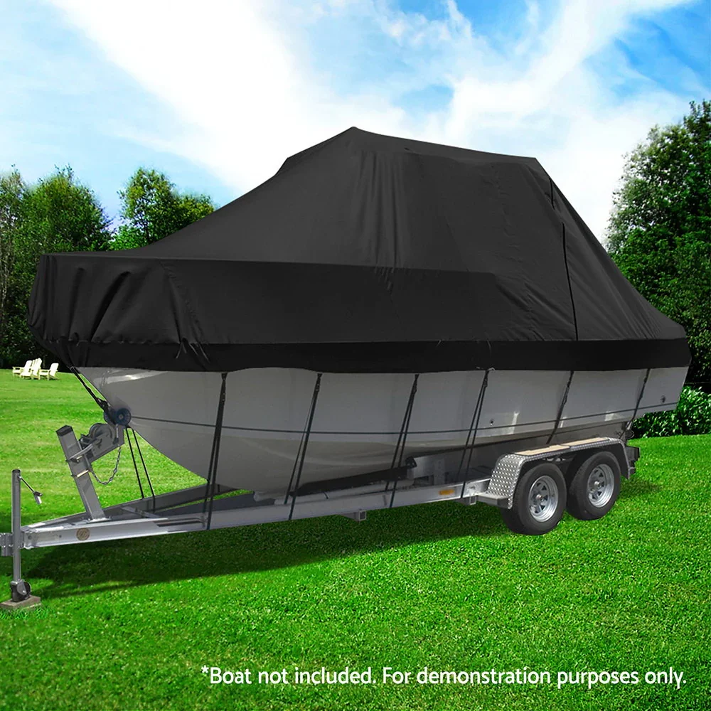 Boat Cover 25-27ft Trailerable Jumbo Marine 600D Heavy Duty Black - Image 7
