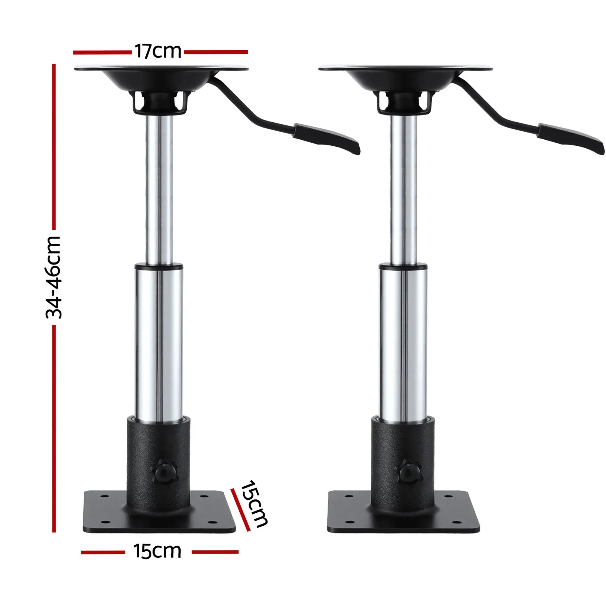 Boat Seat Pedestal 34–46cm Adjustable Gas Lift 360 Degrees Swivel 2 Pack - Image 2