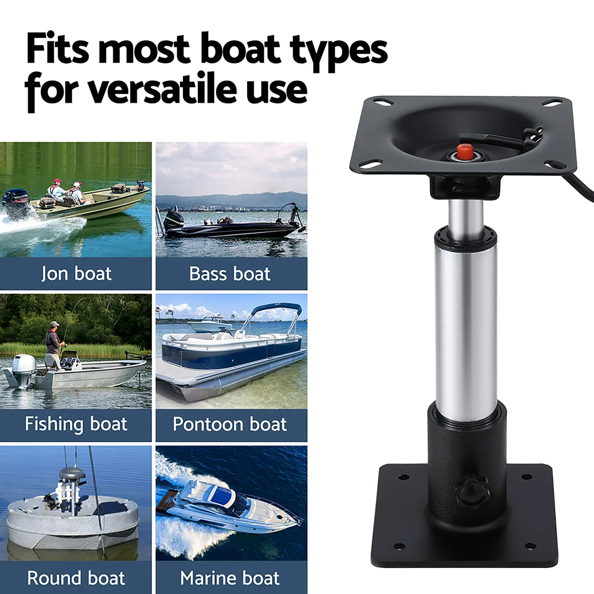 Boat Seat Pedestal 34–46cm Adjustable Gas Lift 360 Degrees Swivel 2 Pack - Image 7