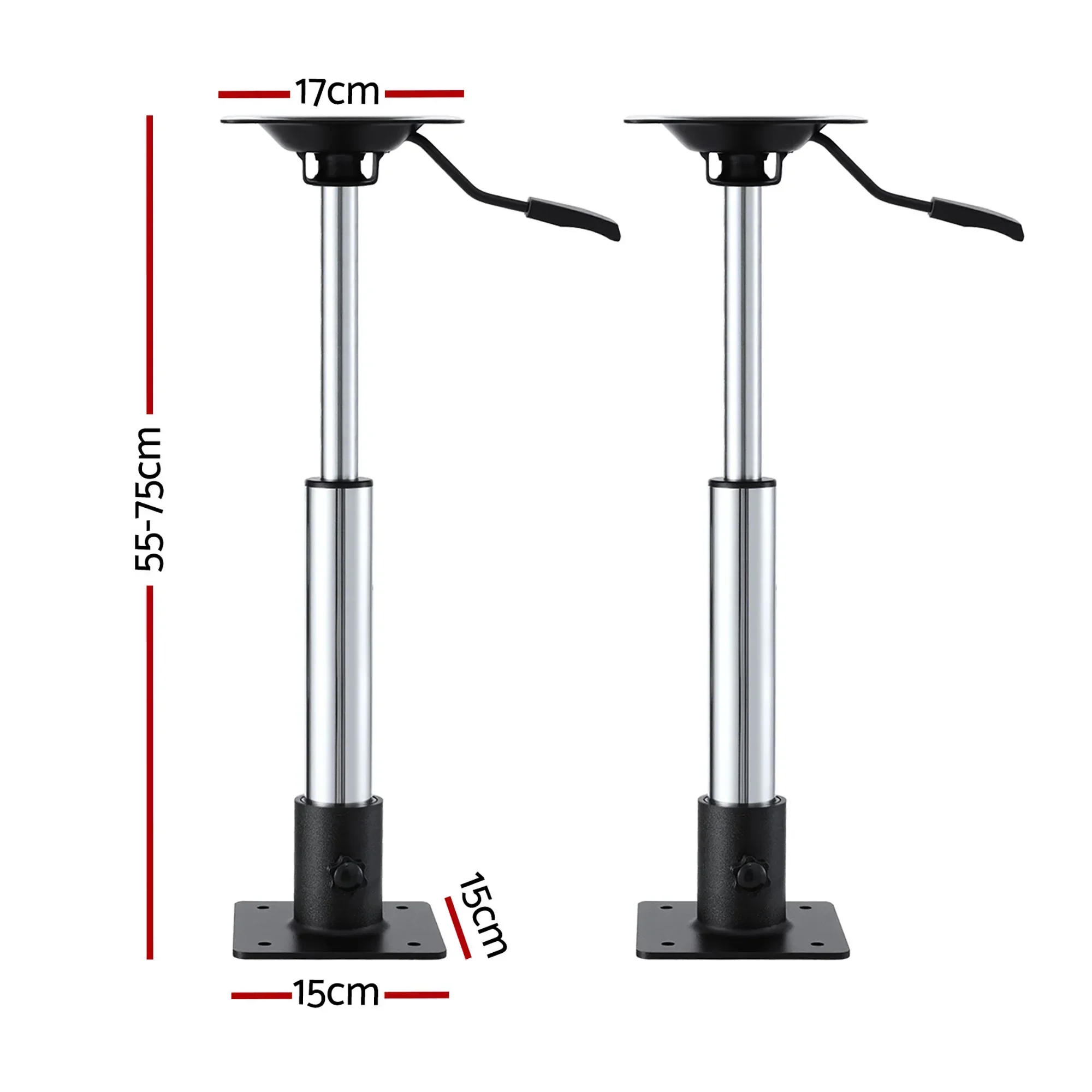 Boat Seat Pedestal 55–75cm Adjustable Gas Lift 360 Degrees Swivel 2 Pack - Image 2