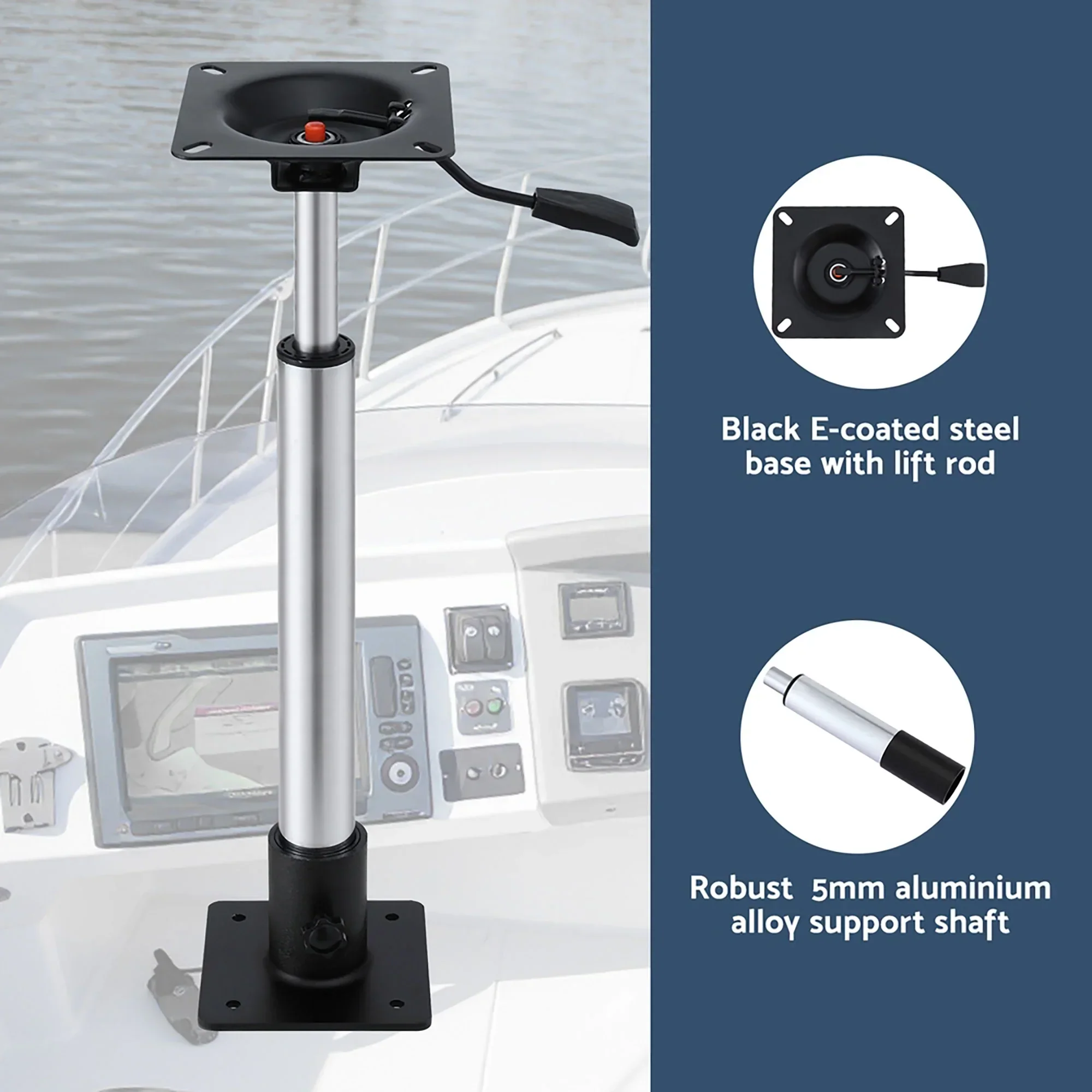 Boat Seat Pedestal 55–75cm Adjustable Gas Lift 360 Degrees Swivel 2 Pack - Image 4