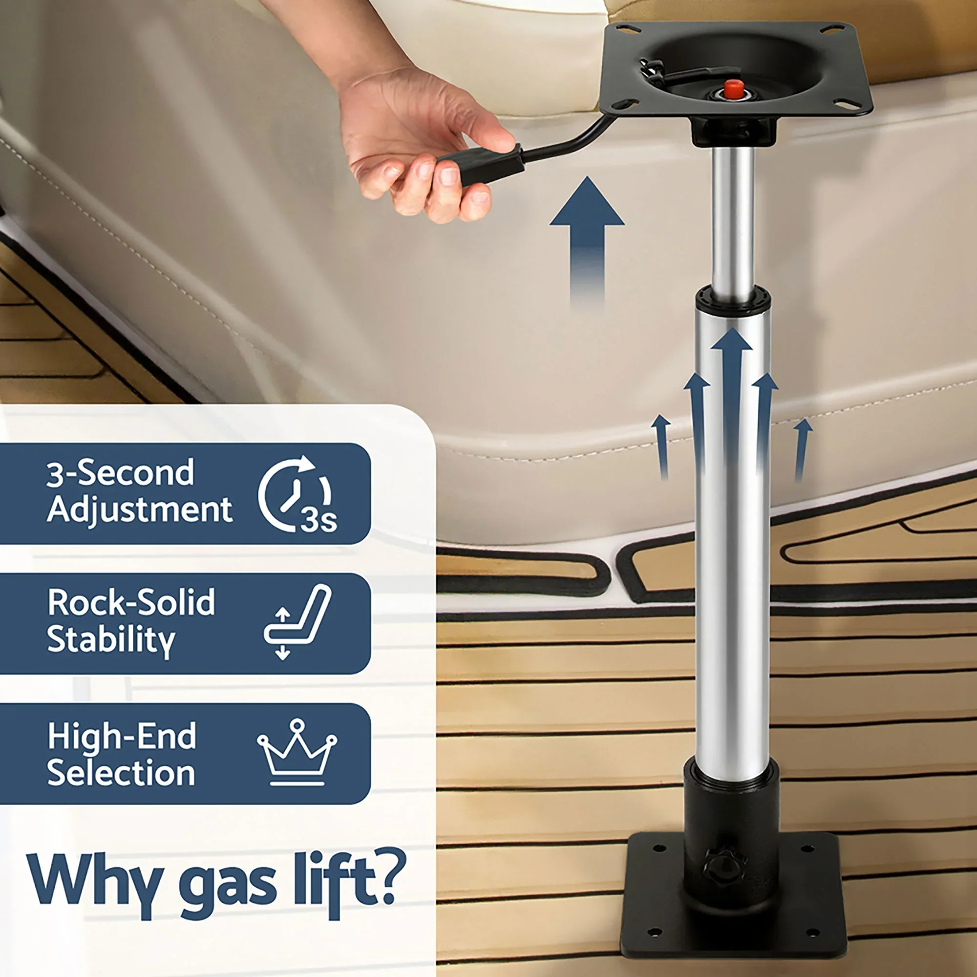 Boat Seat Pedestal 55–75cm Adjustable Gas Lift 360 Degrees Swivel 2 Pack - Image 5