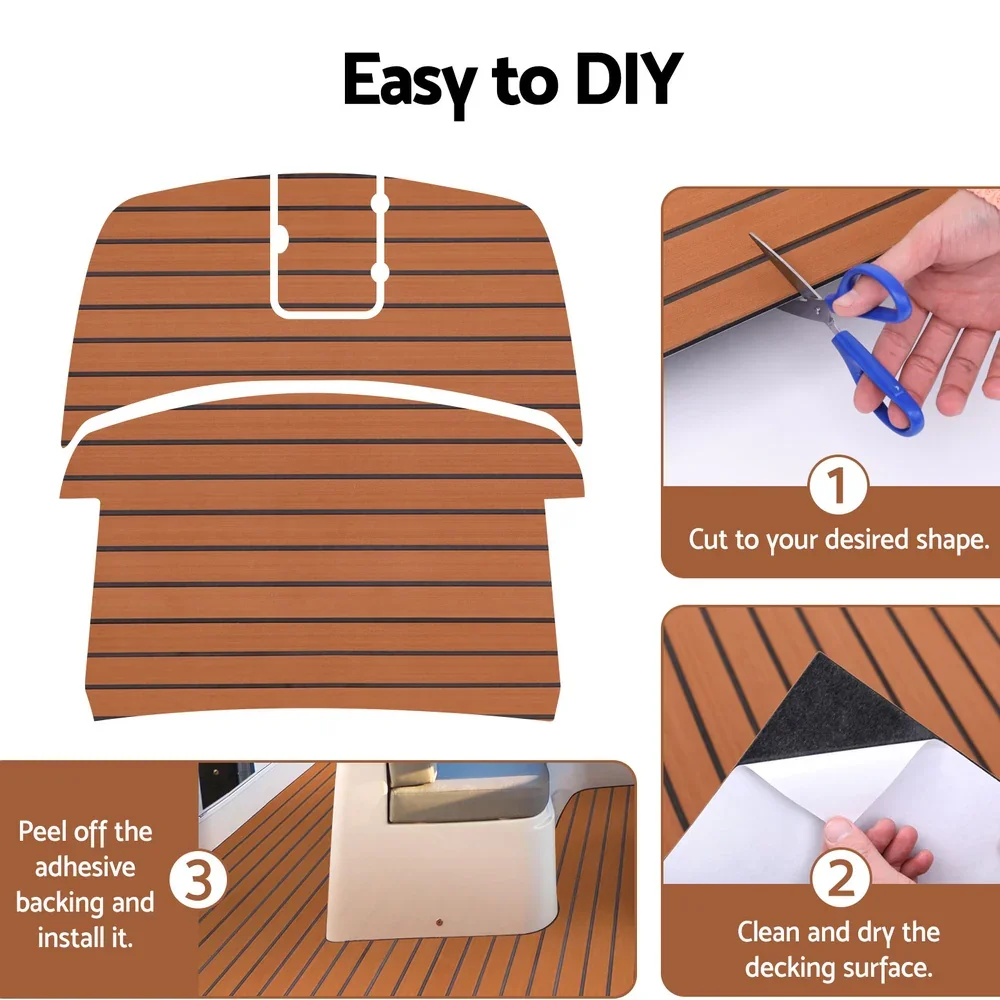 EVA Foam Boat Flooring Mat Decking Sheet 240x90x0.6cm Dark Brown - Image 6