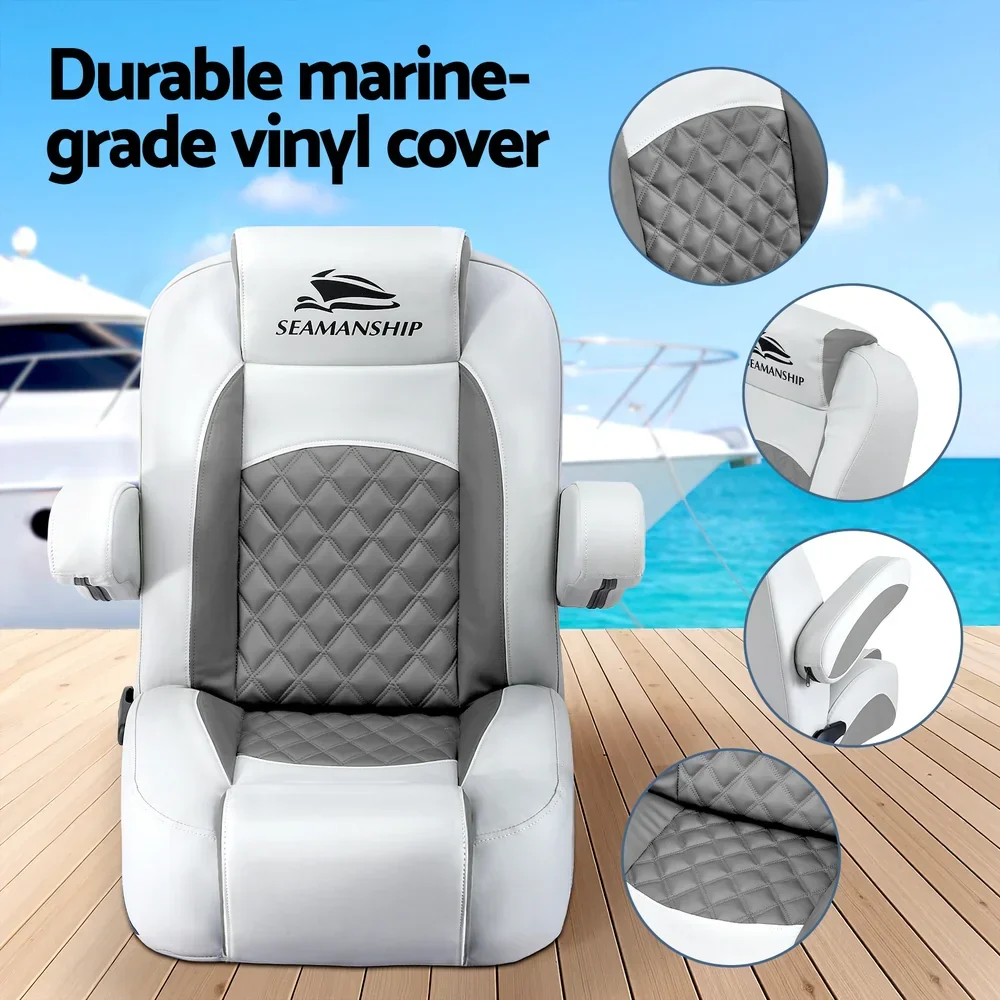 Reclining Captain Boat Seat 90°-155° Recline, 19cm Thick Cushion - Image 2