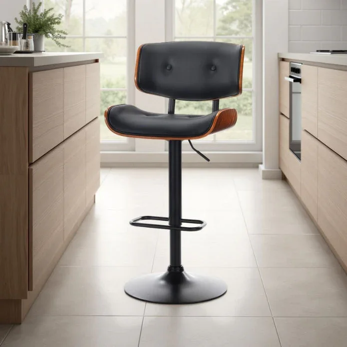 European Wooden Black Modern Bar Stools Swivel Bar Stool Chair Counter Height Bar(Black)stool with 360 Degree Swivel Seat