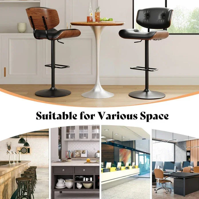 European Wooden Black Modern Bar Stools Swivel Bar Stool Chair Counter Height Bar(Black)stool with 360 Degree Swivel Seat - Image 4