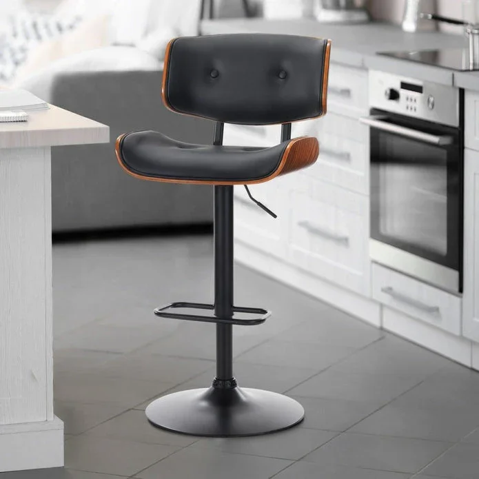 European Wooden Black Modern Bar Stools Swivel Bar Stool Chair Counter Height Bar(Black)stool with 360 Degree Swivel Seat - Image 7