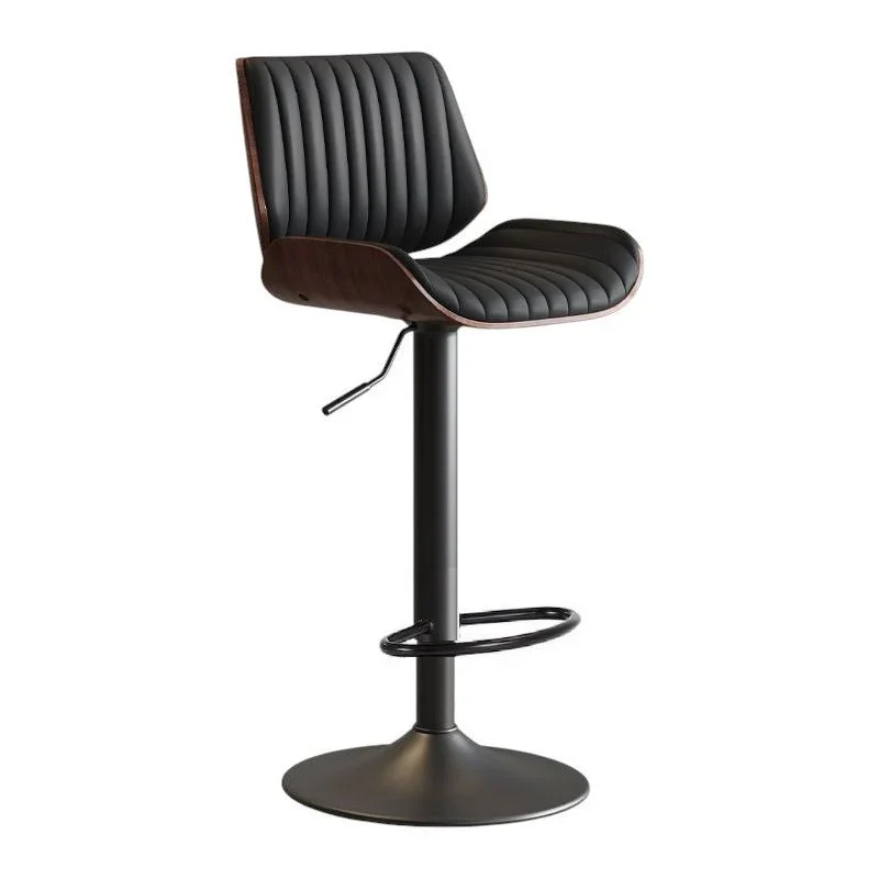 European Wooden Modern Bar Stools Bistro Stool with Rotating and Aerodynamic Multi-levelled(Black)