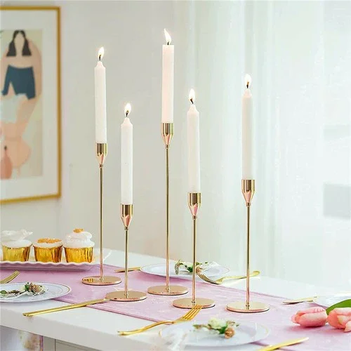Set of 3 Decorative Candlestick Holder- Gold - Image 7