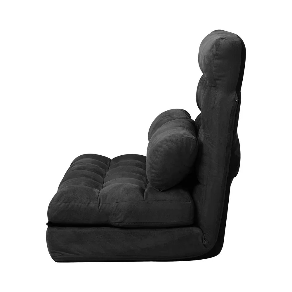 Lounge Sofa Bed Floor Recliner 2 seater Folding Charcoal - Image 3