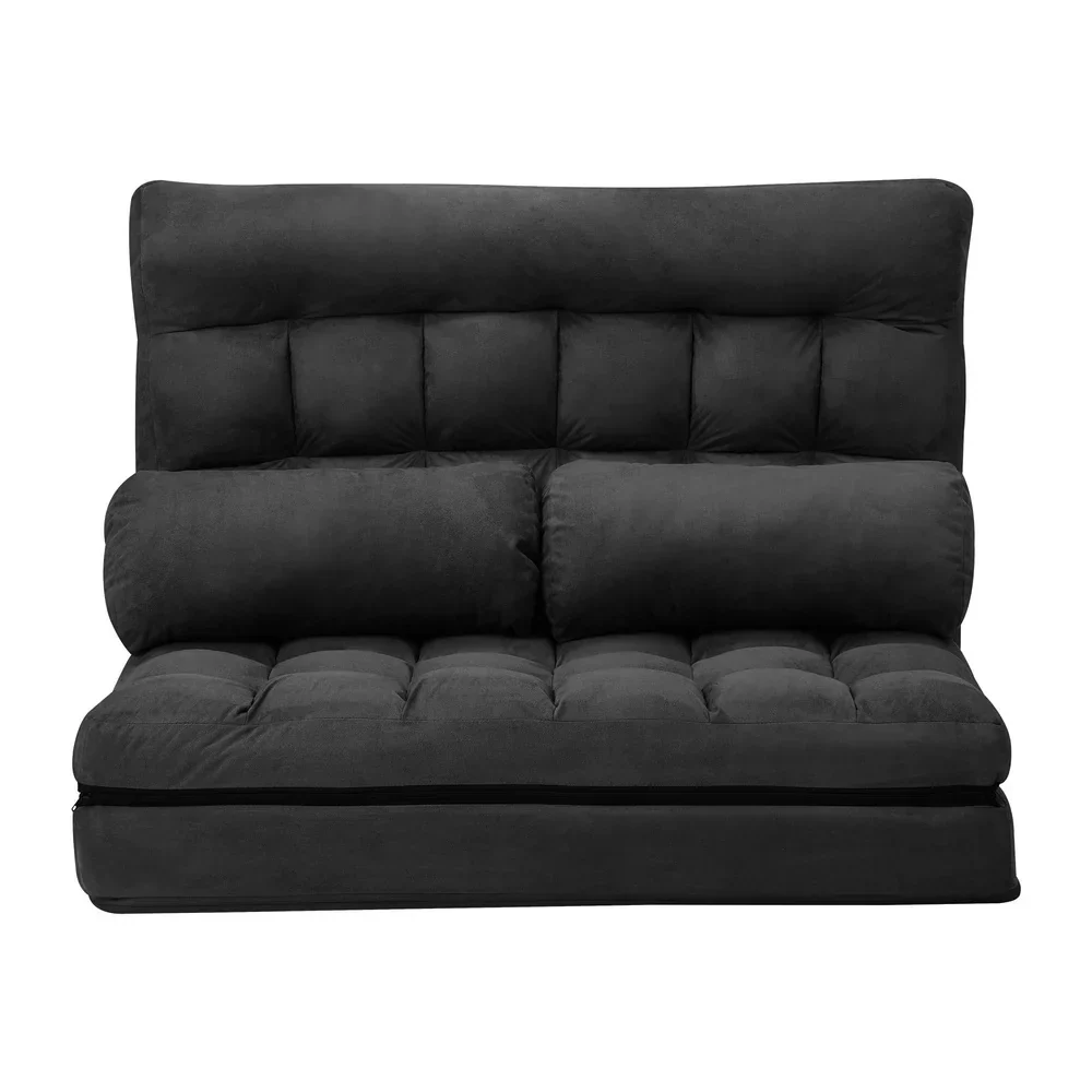 Lounge Sofa Bed Floor Recliner 2 seater Folding Charcoal - Image 4