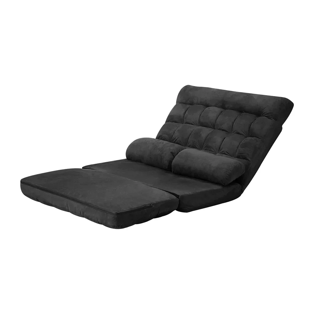 Lounge Sofa Bed Floor Recliner 2 seater Folding Charcoal - Image 5