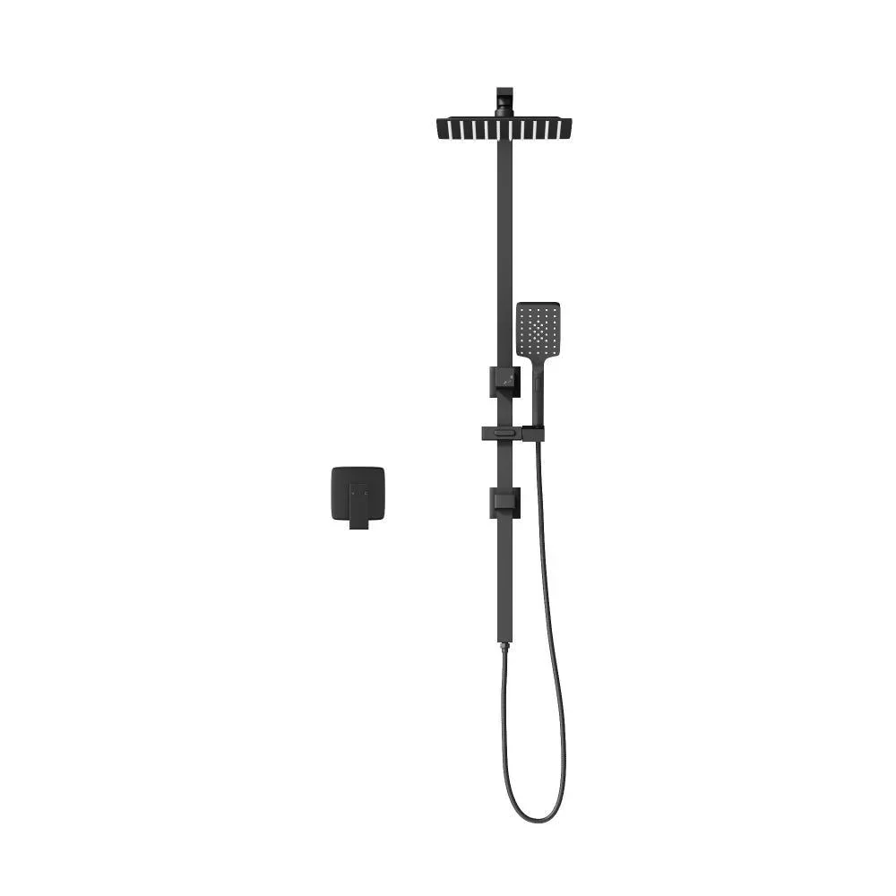 10" Rain Shower Head Set with Shower Mixer Square Black - Image 3