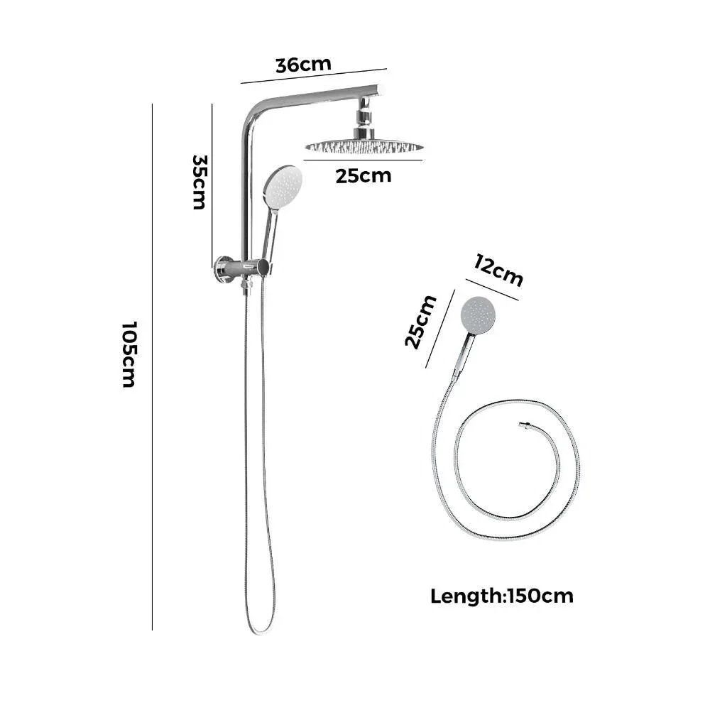 10" Rain Shower Head Set Round 3-Mode Gooseneck Chrome - Image 2