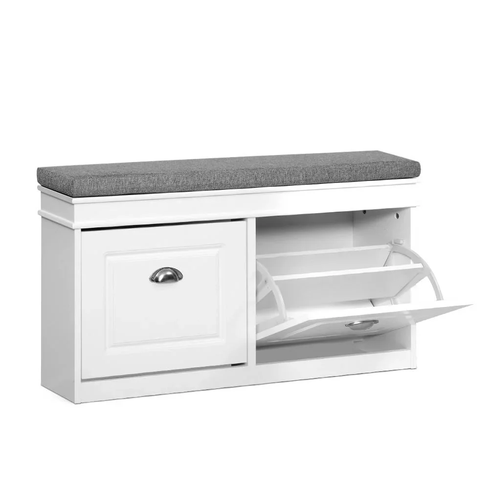 Shoe Rack Cabinet Bench 8 Pairs White - Image 7