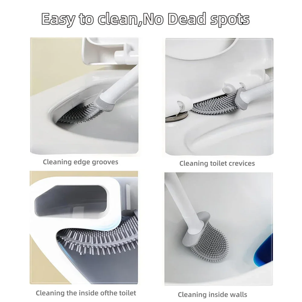 Silicone Flexible Head Deep Cleaning Toilet Brush with Wall Mount Holder - Image 7