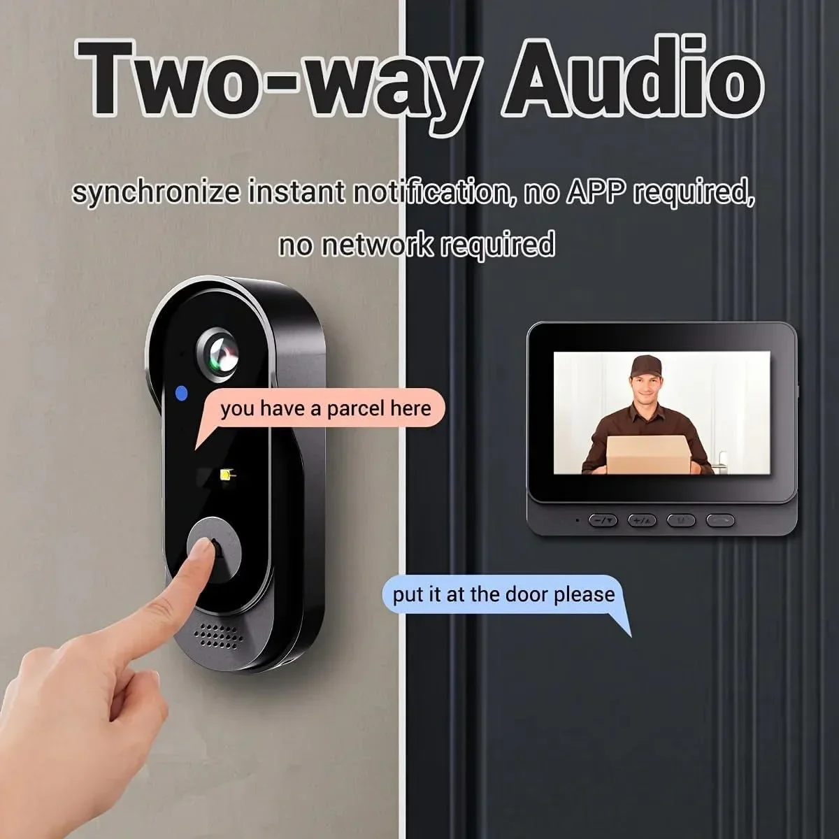 Smart Wireless Video Doorbell with 4.3" Screen HD 8MP Camera Night VisionTwo-Way Audio IP65 - Image 4