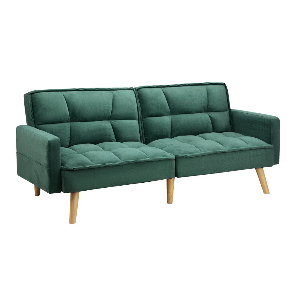 Sofa Bed Velvet 3-Seater Green
