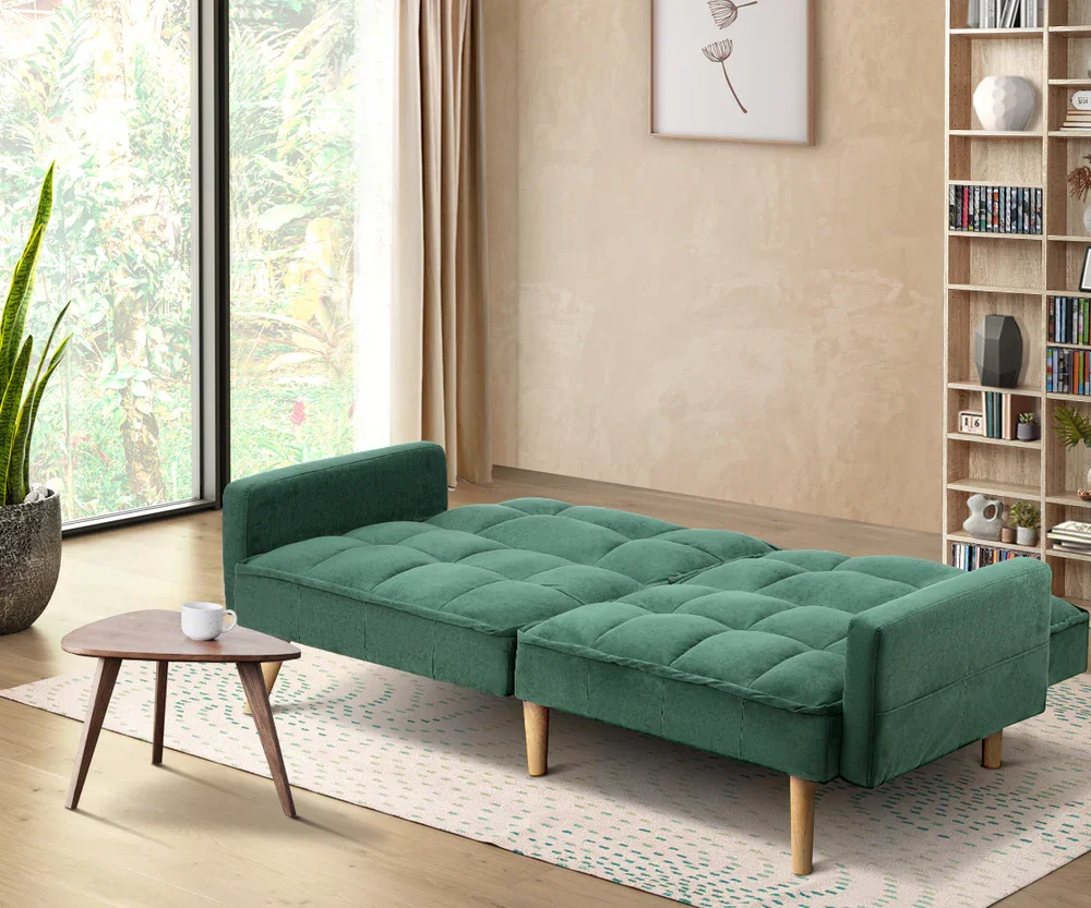 Sofa Bed Velvet 3-Seater Green - Image 5