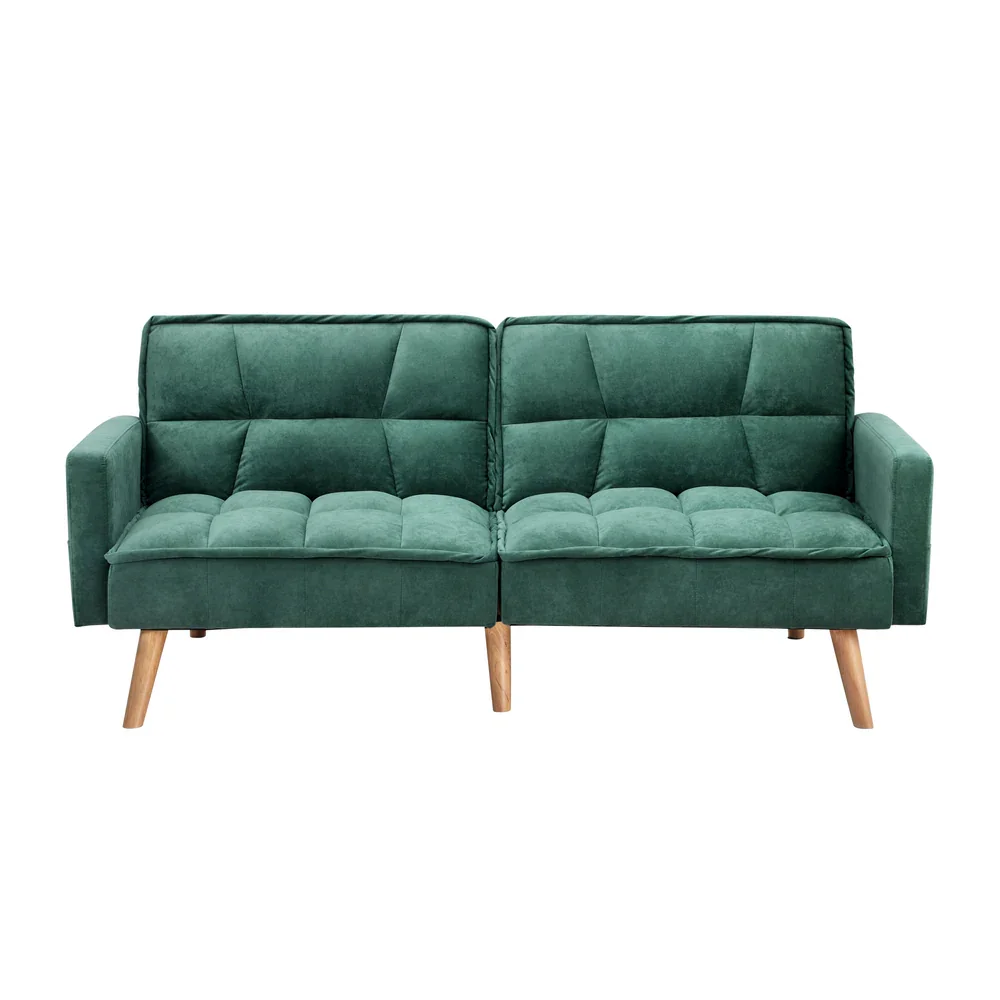 Sofa Bed Velvet 3-Seater Green - Image 6