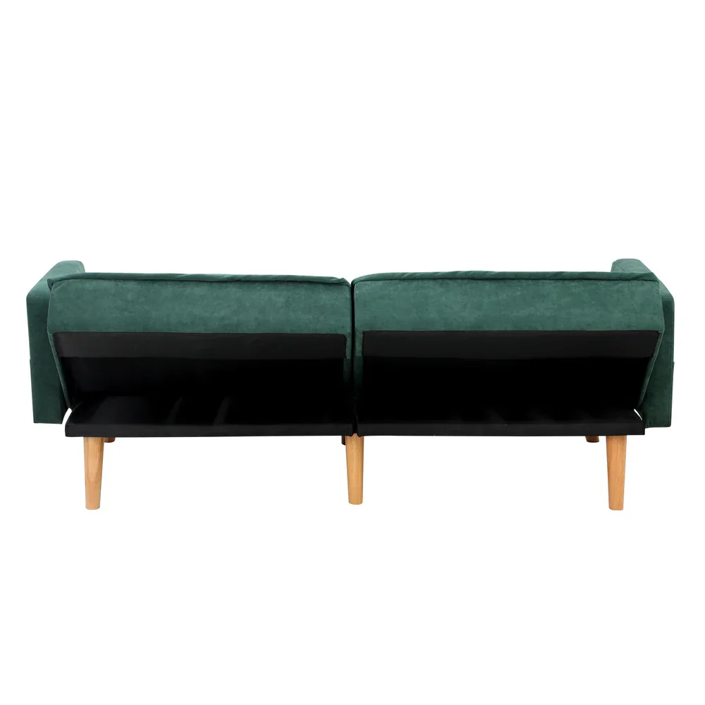 Sofa Bed Velvet 3-Seater Green - Image 8