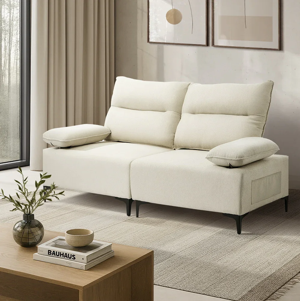 2 Seater Love Seat Couch Sofa Lounge Side Pocket Armrest
