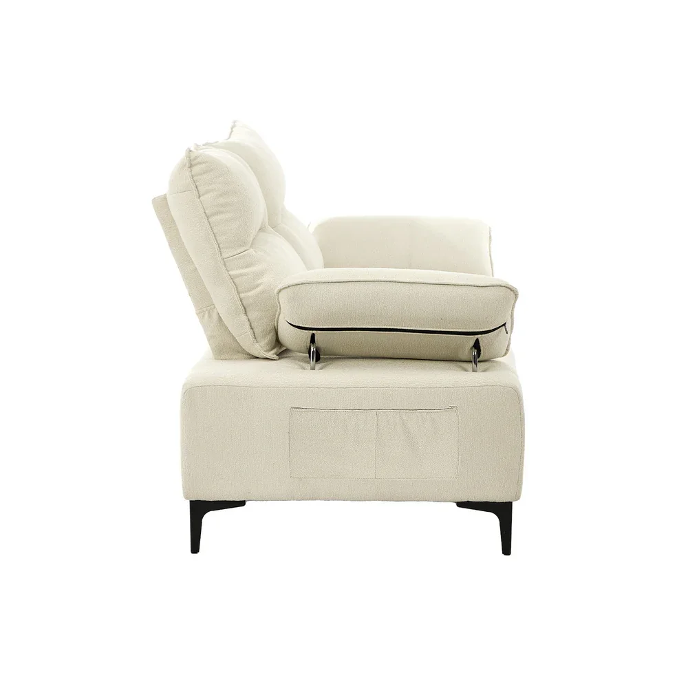 2 Seater Love Seat Couch Sofa Lounge Side Pocket Armrest - Image 4