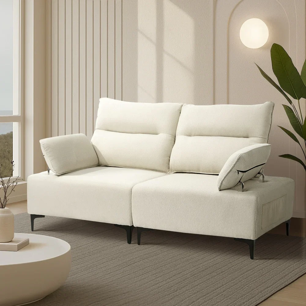 2 Seater Love Seat Couch Sofa Lounge Side Pocket Armrest - Image 6