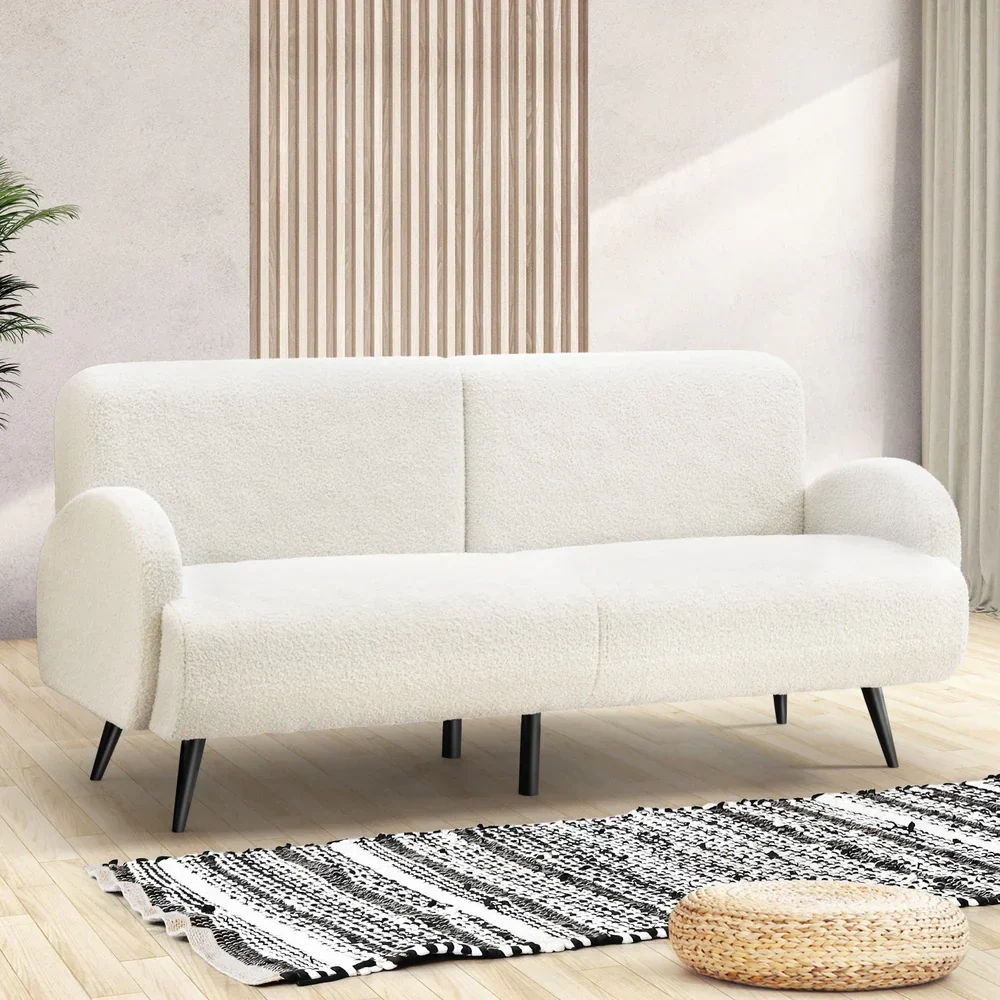 Sherpa Sofa Luxury 3 Seater Fleece White - Image 2