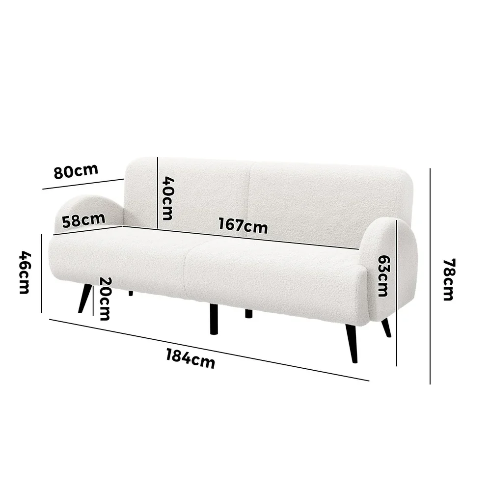 Sherpa Sofa Luxury 3 Seater Fleece White - Image 4