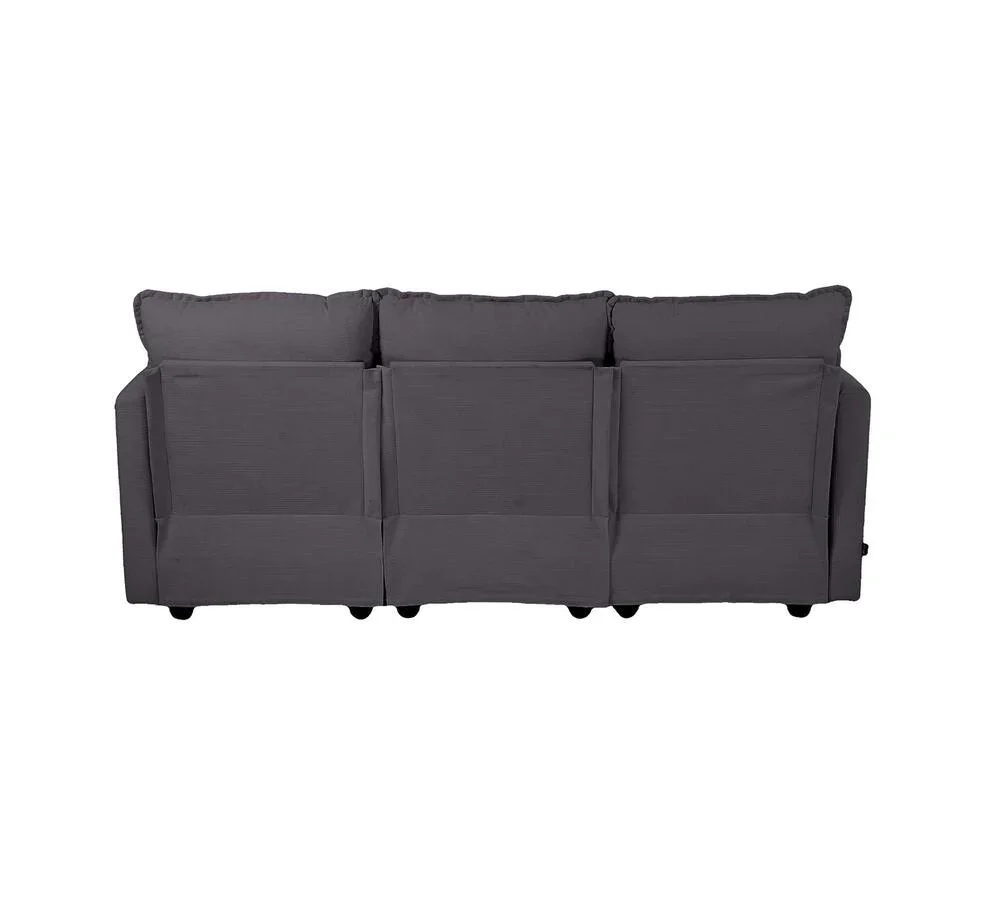 3 Seater Sofa Couch Lounge Thick Cushion Futon Corduroy Grey - Image 3