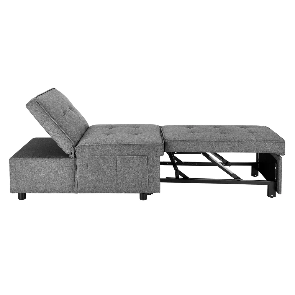 4 in 1 Convertible Sofa Bed Ottoman Couch Lounge Linen - Image 6