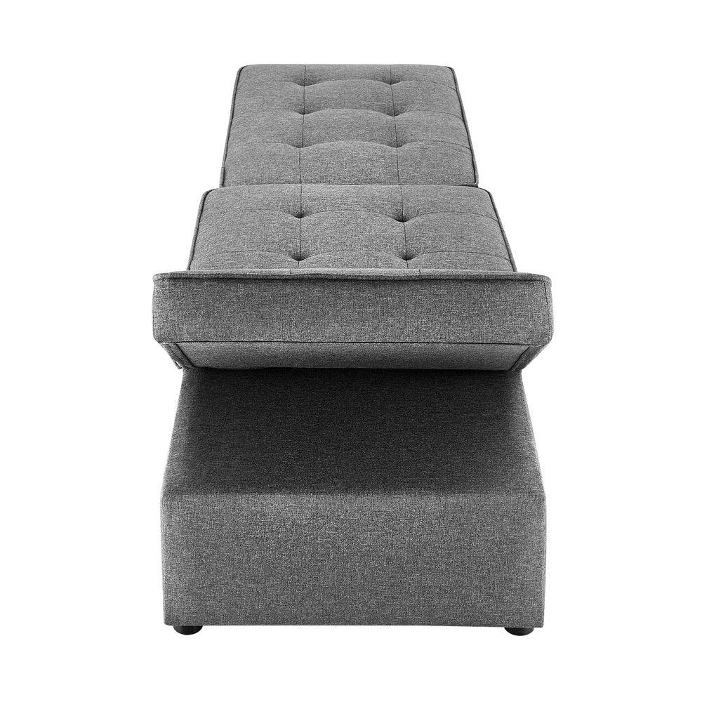 4 in 1 Convertible Sofa Bed Ottoman Couch Lounge Linen - Image 8