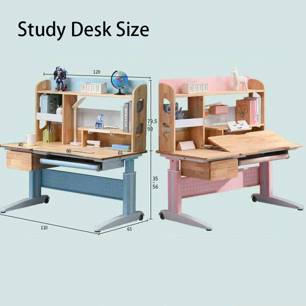 Solid Rubber Wood Height Adjustable Children Kids Ergonomic Pink Study Desk Chair 120cm AU - Image 3