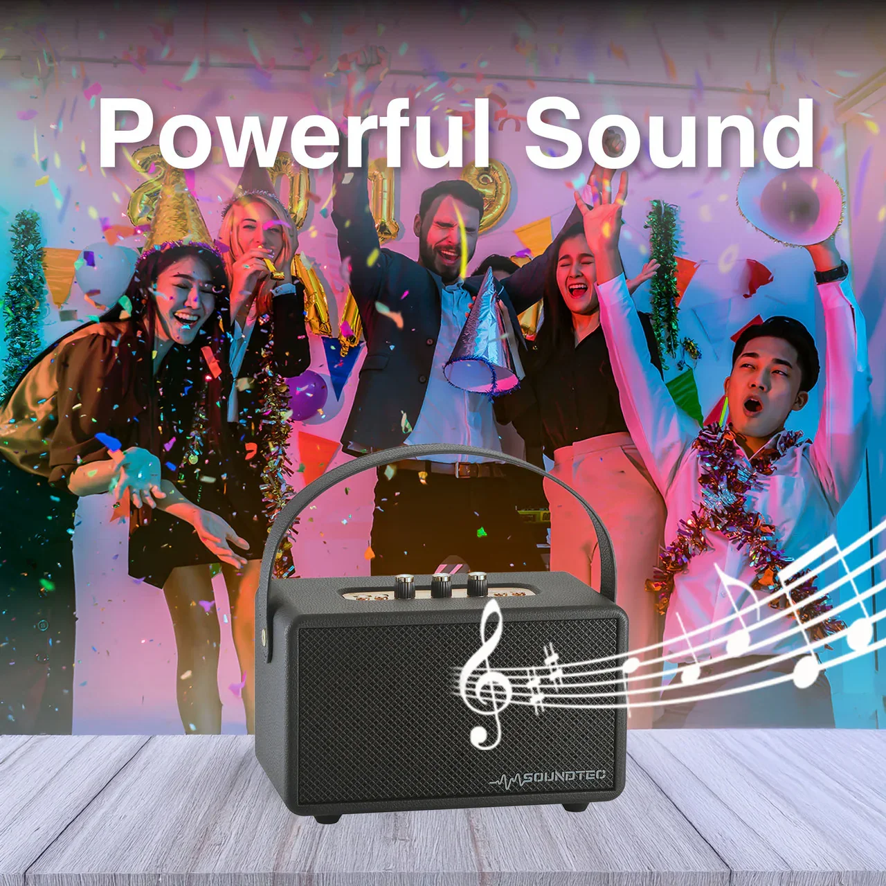 SoundTec Retro Bluetooth Boombox Black - Image 6