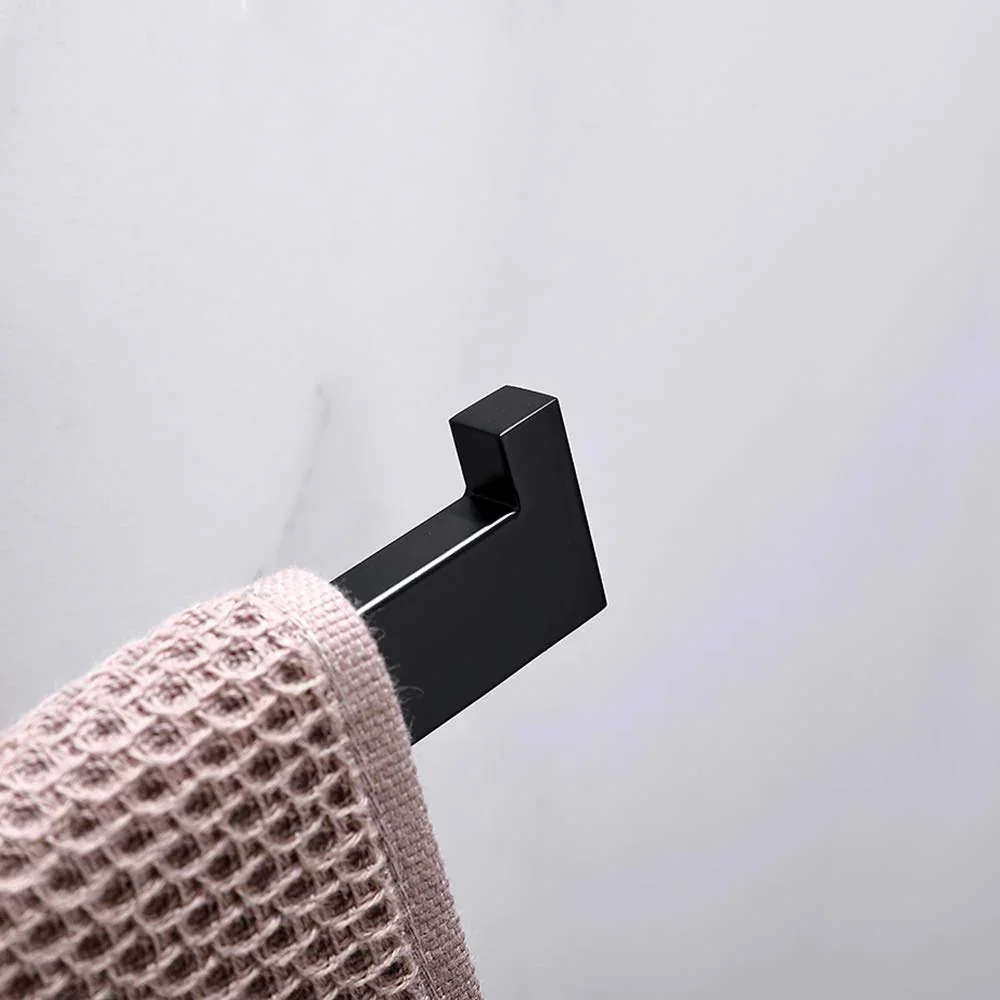 Square Hand Towel Holder Ring Wall Mounted Modern Towel Bar Bathroom Kitchen Black - Image 7