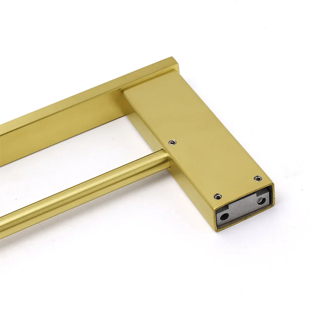 Square SUS Double Towel Rail Rack 600mm Brushed Gold Hanger Holder Bar Bathroom - Image 4