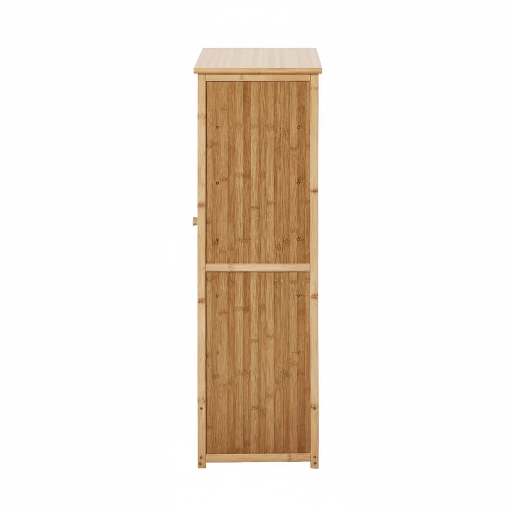Shoe Storage Cabinet 3 Doors Bamboo Shoe Shelf Beige - Image 4