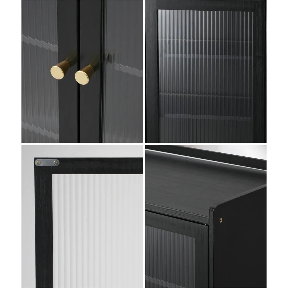 Shoe Storage Cabinet 4 Doors Shelf Black - Image 7