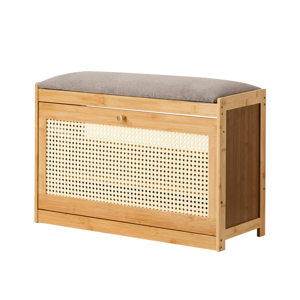 Shoe Storage Bench Bamboo Organiser Shelf with Seat 70cm - Image 7