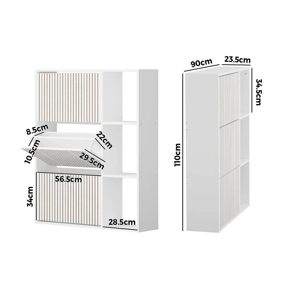 Shoe Rack Storage Cabinet with Display Shelves White - Image 10