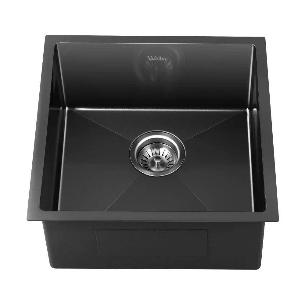 44X44CM Stainless Steel Sink Single Bowl with Waste Black - Image 3