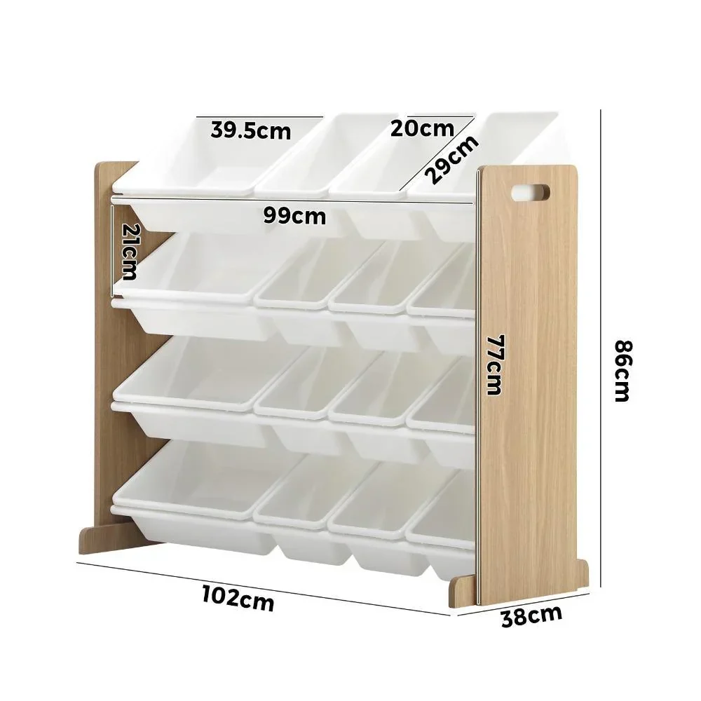 16 Bins 4-Tier Kids Toy Organiser Storage Rack - Image 6
