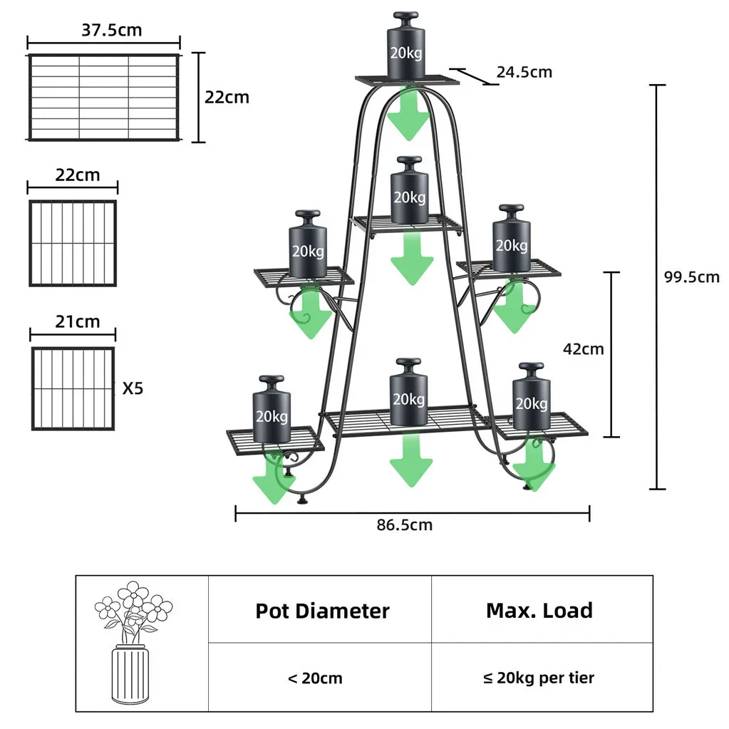 Stable 7 Tier Metal Plant Stand Flower Pot Rack Display Holder Shelf Home Garden - Image 4
