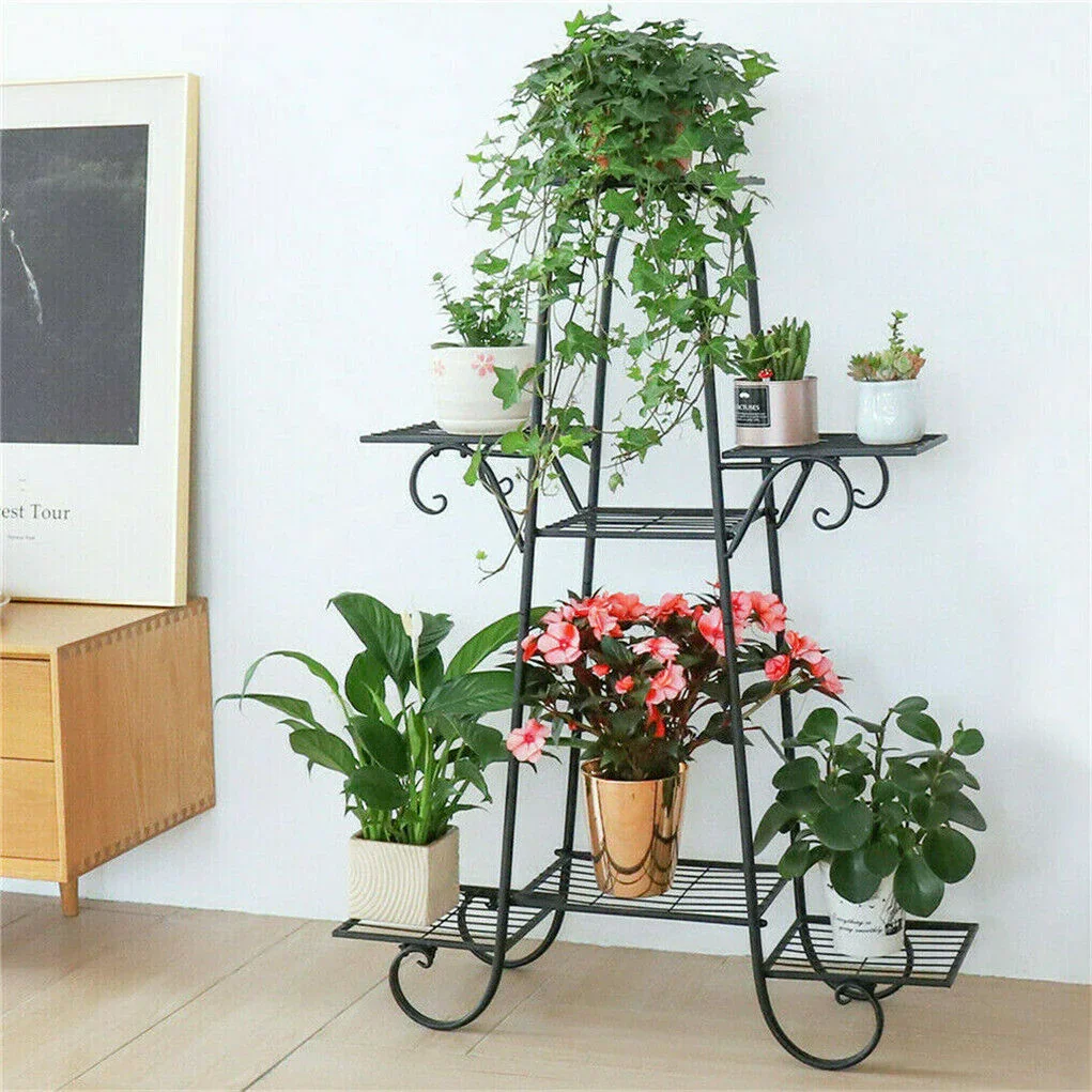Stable 7 Tier Metal Plant Stand Flower Pot Rack Display Holder Shelf Home Garden - Image 5